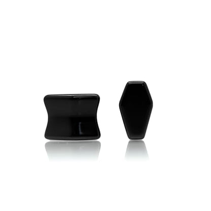 Forbidden Body Jewelry Natural Obsidian Black Stone Coffin Shaped Double Flare Plugs, Gauges, Tunnels - style: 00GA (10mm)