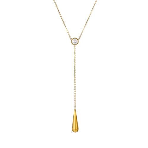 Emerald Cut Y Shaped Necklace for Women 18K Gold Plated Double Layered Y Lariat Necklace Jewelry Gift - color: Style10-White