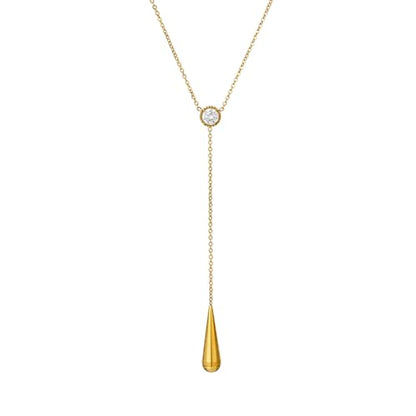 Emerald Cut Y Shaped Necklace for Women 18K Gold Plated Double Layered Y Lariat Necklace Jewelry Gift - color: Style10-White