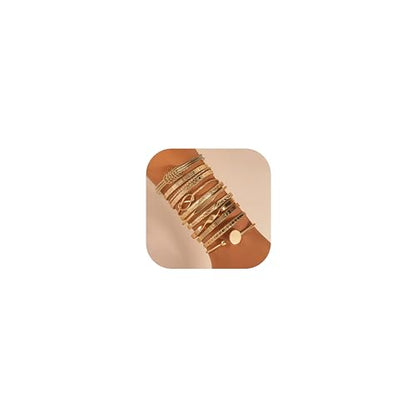 ÌF ME Gold Bangle Bracelets for Women, Indian Bangles Stackable Set, Multi Layer Textured 18K Gold Plated Chunky Bracelets Boho Jewelrys Set - style: B-12PCS adjustable Trendy bangles