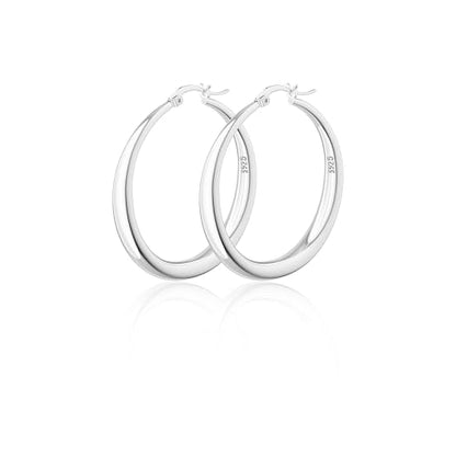 Robaice 925 Sterling Silver Hollow Hoop Earrings for Women, 30/40/50/60mm | Lightweight hollow circle hoops with a clean polished profile, hypoallergenic for everyday wear - size: 40mm Silver Hoop