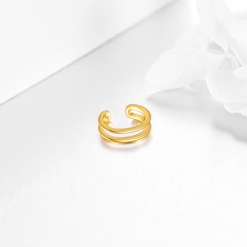 KECHO 14K Gold Ear Cuff Earrings Hypoallergenic Non Piercing Cartilage Earring Jewelry Gifts for Women - style: Double Hoop