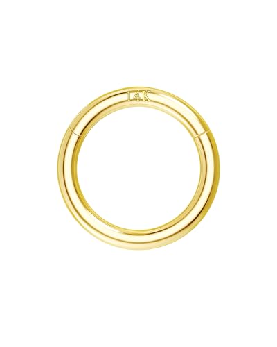 14K Solid Gold Nose Rings, Yellow Gold, 18g/16g/20g | For Women Man, Real Gold, 14Kt, Tiny Seamless Hoop, Nose Piercing, Cartilage Earring, Hypoallergenic - color: HoopA, size: 16g- 6mm