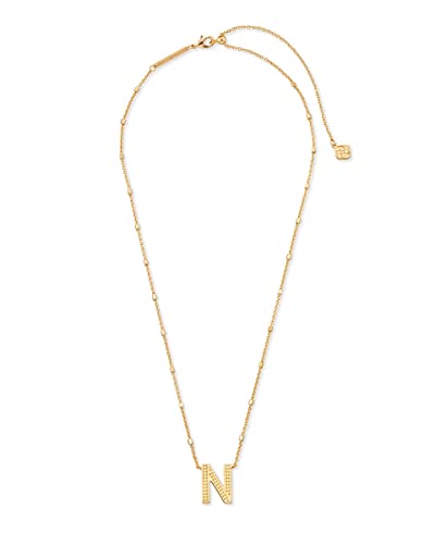 Kendra Scott Letters A-Z Pendant Necklace for Women, Fashion Jewelry, 14k Gold-Plated Brass - color: Letter N