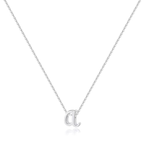 Memorjew 925 Sterling Silver Cursive Initial Necklace, Letter A-Z Necklace | 925 Sterling Silver Necklace, Dainty Letter Cursive Initial Necklaces for Women Trendy Jewelry, Birthday Gifts for Women Her - style: A-Silver
