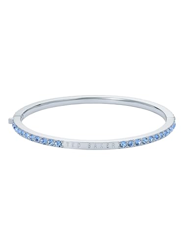 Ted Baker London Claudia Narrow Crystal Hinged Bangle Bracelet for Women - color: Silver/Light Blue Crystal