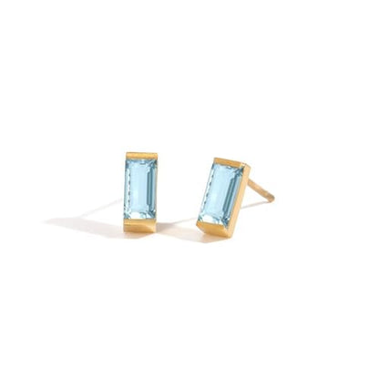 Birthstone Stud Earrings for Women 18K Gold Plated Stainless Steel Crystal Earrings Birthday Gift - color: 03 March