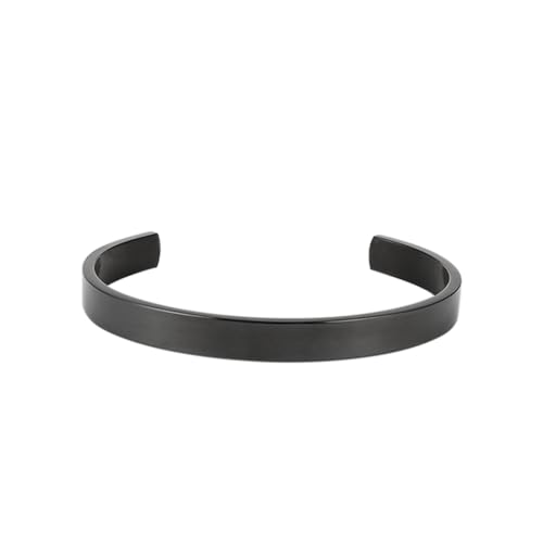 Stainless Steel Open Bangle Bracelet for Women 6mm/8mm Fashion Adjustable Wristband - color: D-Black, size: 8mm