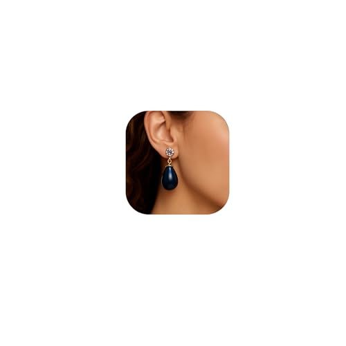Pearl Clip on Earrings for Women - 14K Gold Silver Plated Cubic Zirconia Non Pierced Ear Clips Jewelry Gifts for Wedding Bridal Party Gifts - color: Black-10mm