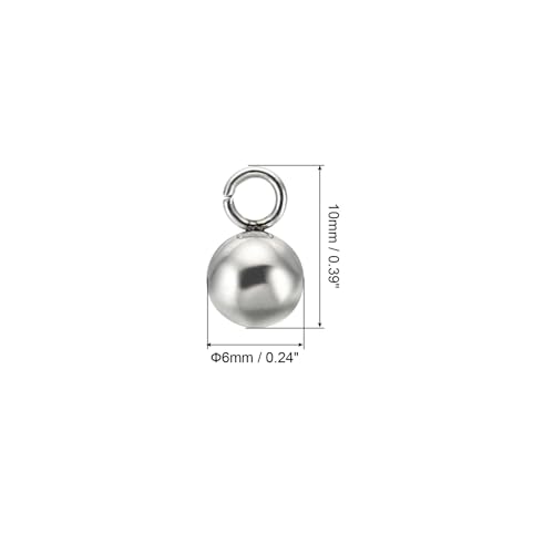 PATIKIL 50pcs Steel Bead Charm, Stainless Steel Ball Bracelet Charm Pendants Metal Round Beads Small Bulk for Jewelry Making - color: Silver Tone, size: 6mm