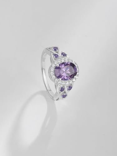2-3 Carat Oval Engagement Ring 925 Silver Celtic Knot Birthstone Rings for Women Hypoallergenic Amehtyst/Aquamarine/Emerald/Ruby/Sapphire Cocktail Rings Jewelry Size 6-10 - color: A - Amethyst