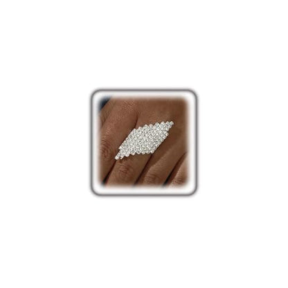 Sparkling Silver Rhombus Rhinestone Knuckle Ring for Women, Adjustable Geometric Crystal Open Finger Ring Minimalist Statement Jewelry Prom Gifts