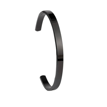 Stainless Steel Open Bangle Bracelet for Women 6mm/8mm Fashion Adjustable Wristband - color: D-Black, size: 6mm