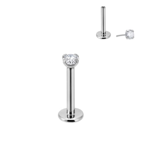 20g/18g/16g Titanium Press Fit Threadless Push in Labret Stud