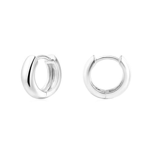 CONRAN KREMIX Small Thick Gold Chunky Hoop Earrings Lightweight Huggie Hoops For Women - color: 16.0 MM - Silver