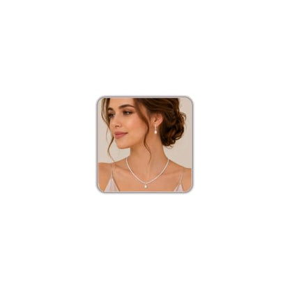 STONEFANS Gold/Silver Jewelry Sets for Women - Dainty Silver Rhinestone Necklace Earring Set Crystal Wedding Jewelry Sets for Brides Prom Accessories Bridesmaid Gifts - color: Pearl-Silver