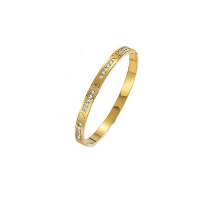 Gold Bangle Bracelets Set Stainless Steel Heart Stack Bracelet Hypoallergenic Dainty Bracelet For Women - color: Style 2