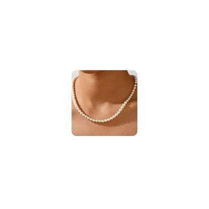 Ritach Pearl Necklaces for Women - Real Gold Plated Dainty Pearl Necklace Daisy Round Drop Pearl Choker Necklace Layered Gold Necklace for Women Teen Girls Bridesmaid Wedding Birthday Gifts - style: Gold-Pearl Strand