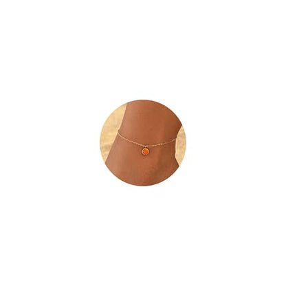 Opal Anklet for Women, 18K Gold Plated Stainless Steel Waterproof Adjustable Beach Ankle Bracelet with Gift Box, 5 Colors - color: Orange
