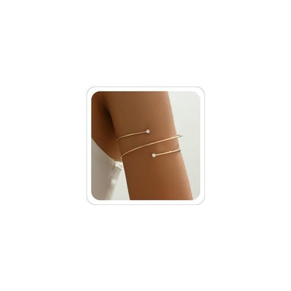 Gold Coil Arm Cuff for Women,Upper Cuff Bracelet Armlet Minimalist Armband Bangle Liquid Lava Chain Open Bangle bracelets for Women - style: gold 1