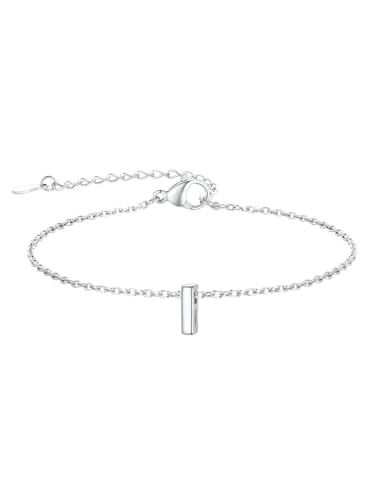 FindChic Initial Bracelets for Women Waterproof Stainless Steel Chain | 14K Gold Plated /Silver Letter A-Z Adjustable Monogram Charm Bracelet Dainty Gift for Women Wife Friend with Gift Box - color: Silver, size: letter I