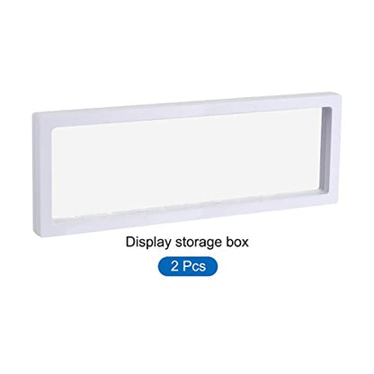 MECCANIXITY Floating Frame Display Holder Stand 3D Jewelry Display Box 11.81 x 4.33 x 0.79 inch White for Ring Necklace Bracelet Earring Pack of 2 - color: White, size: 11.81 x 4.33 x 0.79 inch
