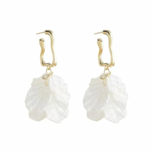 Seashell Pearl Stud Earrings for Women Ocean Sea Theme Sweet Double Layer Acrylic Shell Lightweight Dangle Drop Earrings for Summer Beach Holiday Halloween Party Jewelry Accessories - color: Geometric seashell earrings