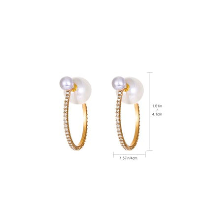 Large Pearl Rhinestone Crystal Hoop Earrings for Women,Gold Silver Cubic Zirconia Statement Hoop Earrings Party Holiday Jewelry Gifts