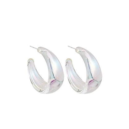 Acrylic Transparent Hoop Earrings Minimalist Resin Earrings Geometric Statement Earrings for Women - color: chunky