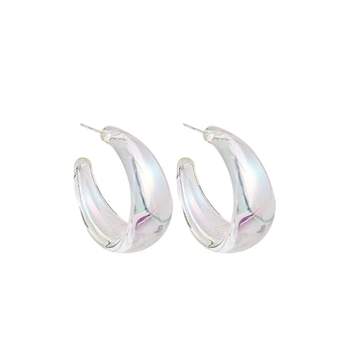 Acrylic Transparent Hoop Earrings Minimalist Resin Earrings Geometric Statement Earrings for Women - color: chunky