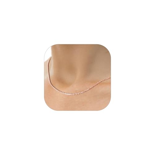 FOCALOOK Womens Chain Necklace, 1/1.4/2mm Thin Cable Link Necklace Chain | Hypoallergenic 316L Stainless Steel, Non Tarnish, Sturdy Chain for Pendants, 14K Gold Plated/Silver/Rose Gold/Black, 14-30" - color: 1.4mm Rose Gold, size: 24 Inch