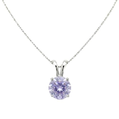Mariell Cubic Zirconia Crystal Pendant Necklace for Women, 2 Carat 8mm CZ, for Brides, Wedding, Mother's Day Jewelry Gift - color: Silver-Purple Cubic Zirconia