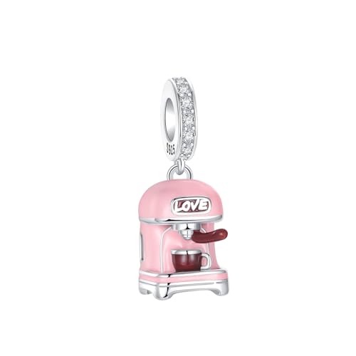 LUXILLA Charms for Bracelets & Necklace 925 Sterling Silver Charms Elephant Happy Birthday Charm Fit for Valentine's Day Mother's Day Jewelry Gift for Women - color: Coffee Machine Dangle Charm