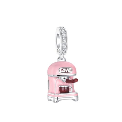 LUXILLA Charms for Bracelets & Necklace 925 Sterling Silver Charms Elephant Happy Birthday Charm Fit for Valentine's Day Mother's Day Jewelry Gift for Women - color: Coffee Machine Dangle Charm