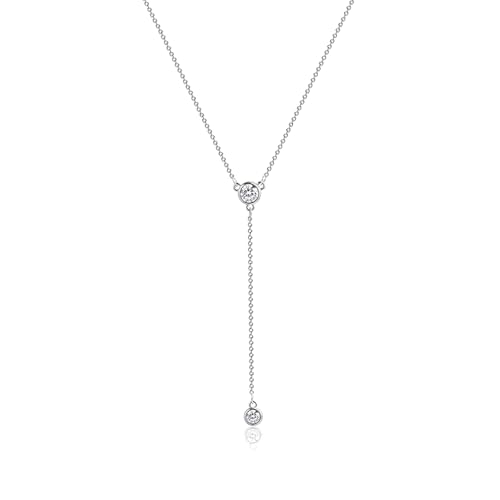 Zeffy Diamond Necklaces for Women, Dainty Gold Necklace 18k Gold Plated Layered Necklaces Simple Gold CZ Diamond Pendant Necklaces for Women Trendy Jewelry Gifts for Girls - color: Silver CZ Y Necklace