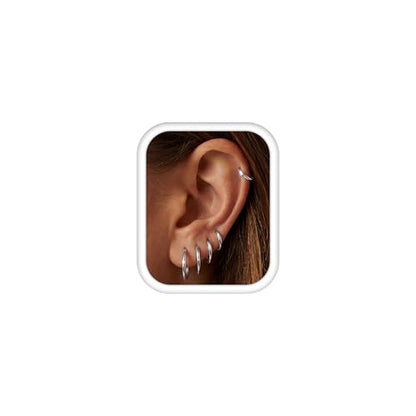 Tungary Small Gold Hoop Earrings for Women Huggie CZ Hoops Earring Stacks | Hypoallergenic Earing Hoops for Sensitive Ears, Earrings Stack Set for Cartilage, Secure Clasp, Silver/Black/14K Gold Plated - color: Silver-Plain Huggies