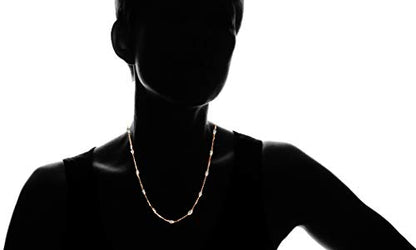 Verona Jewelers Sterling Silver Station Oval Bead Necklace for Women Teen Girls- 925 Station Necklace, 925 Silver Jewelry, Sterling Silver Necklace 10-36 Inch, Silver, Gold, Rose Gold - style: two tone rose gold