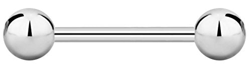 Forbidden Body Jewelry nipple barbell, nipple bars, silver nipplerings piercing Surgical Steel 8g - 18g Straight Barbell Body Jewelry (Sold Individually) - style: 16G 11mm (7/16") 4mm Balls