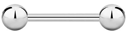 Forbidden Body Jewelry nipple barbell, nipple bars, silver nipplerings piercing Surgical Steel 8g - 18g Straight Barbell Body Jewelry (Sold Individually) - style: 16G 11mm (7/16") 4mm Balls