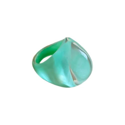 Kokoma Resin Statement Ring for Women Chunky Oval Dome Ring | Geometric Rings, Stackable Accessory, Fashion Jewelry, Daily Wear - color: Green
