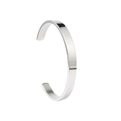 Stainless Steel Open Bangle Bracelet for Women 6mm/8mm Fashion Adjustable Wristband - color: B-Silver, size: 8mm