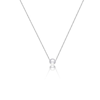 Kyerlyn Dainty Pearl Pendant Necklaces for Women 14K Gold Plated Handmade Layered Pearl Chain Necklace Delicate Layered Pearl Necklace Everyday Jewelry Gift - color: Big Pearl-Silver