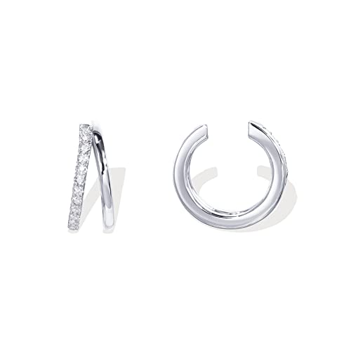 PAVOI 14K Gold Plated CZ Ear Cuff Earrings for Women, Clip On Cartilage | Hypoallergenic Huggie Ear Cuffs with Cubic Zirconia - style: Double