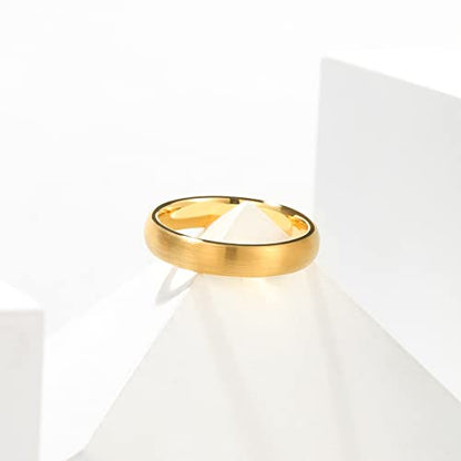 King Will Wedding Band for Men Women, 2/4/6/7/8mm Domed Matte Brushed Tungsten Carbide Rings, Solid/Dual Color Engagement Rings, Comfort Fit - color: Gold-4mm
