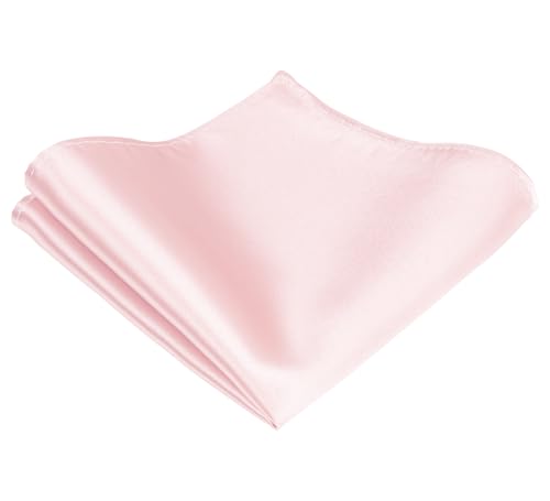 TIE G Solid Satin Woven dyed Color Formal Black Necktie and Pocket Square Sets in Gift Box - color: Blush