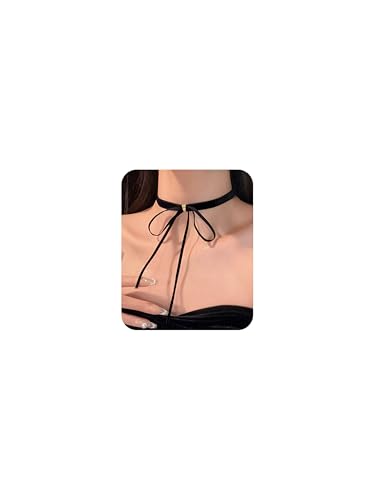 Bow Choker Necklace for Women Vintage Red Black Velvet Choker Gothic Long Ribbon Bow Collar Necklace Christmas Jewelry Gifts - style: Style 1