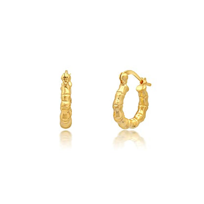 14k Yellow Gold Plated Hoop Earrings for Women with Click Top | Anti Tarnish Lightweight Chunky 14K Gold Hoop Earrings | Hypoallergenic Gold Plated Earrings 0.6 to 1.2 Inches by MAX + STONE - style: Bamboo