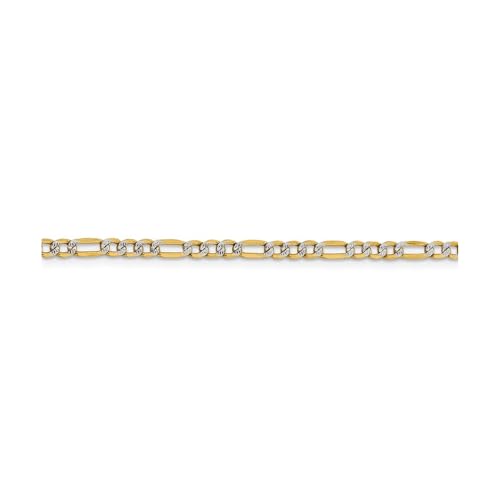 14k Gold 3.2mm Semi-Solid Two-Tone Figaro Link Chain Bracelet 7" Stylish Women’s Bracelets – Minimalist Accessories to Elevate Any Outfit Chic Fashion Accessories