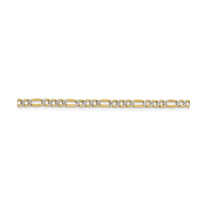 14k Gold 3.2mm Semi-Solid Two-Tone Figaro Link Chain Bracelet 7" Stylish Women’s Bracelets – Minimalist Accessories to Elevate Any Outfit Chic Fashion Accessories