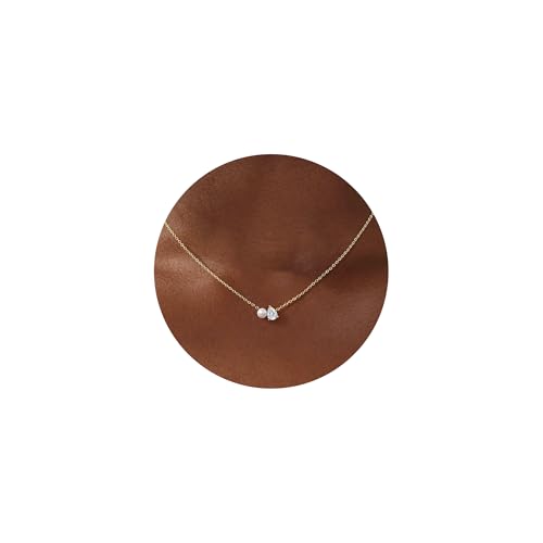 Turandoss Cubic Zirconia Necklace for Women, 14K Gold Plated Necklace | Gold Choker Necklace for Women, Trendy CZ Pearl Necklace, Simple Wedding Prom Jewelry, Bridesmaids Gifts - color: Pearl & Teardrop Zircon